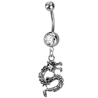 Piercing Ombelico Drago e zirconi
