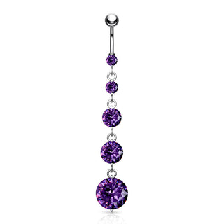 Piercing Ombelico Pendente d´argento e 5 Zirconi