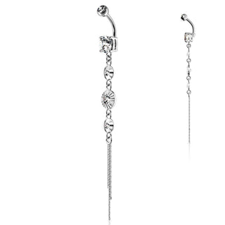 Piercing Ombelico Pendente a 4 Zirconi