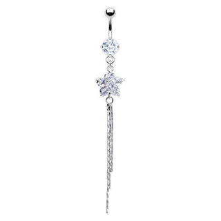 Piercing Ombelico Pendente a fiore in zirconi