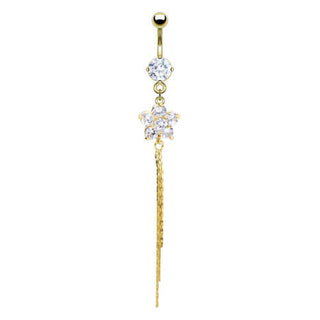 Piercing Ombelico Pendente a fiore in zirconi