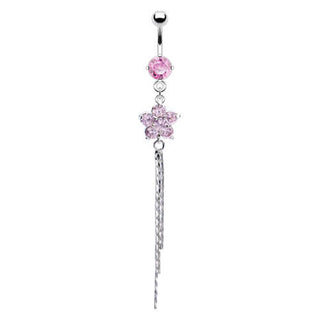 Piercing Ombelico Pendente a fiore in zirconi