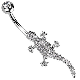Piercing Ombelico Lucertola di zirconi