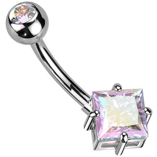 Piercing Ombelico Zircone quadrato