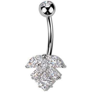 Piercing Ombelico Titanio ottone foglia taglio marquise zirconi