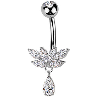 Piercing Ombelico Titanio ottone zirconi lacrima pendente