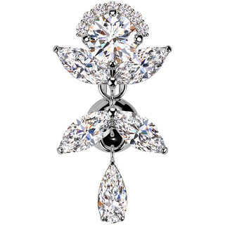 Piercing Ombelico Titanio ottone superiore verso giu zirconi pendente