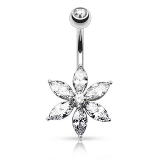 Piercing Ombelico Fiore di zirconi