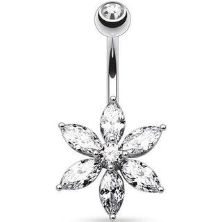 Piercing Ombelico Fiore di zirconi