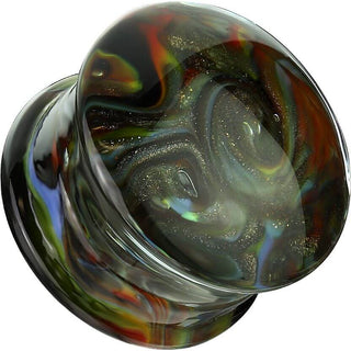 Vetro Plug Nero con Voltice colorato doppia svasatura