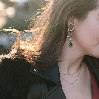 Tunnel Pendente a luna e goccia d'argento e zirconi