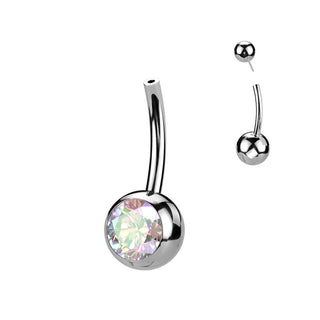 Titanio base piercing ombelico sfera zircone Push-In