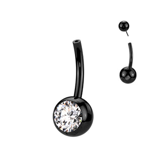 Titanio base piercing ombelico sfera zircone Push-In