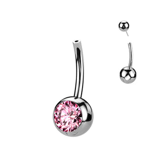 Titanio base piercing ombelico sfera zircone Push-In