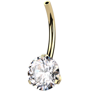 Titanio piercing ombelico parte inferiore zircone Push-In