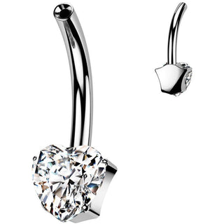 Titanio Ombelico pin cuore zircone Push-In