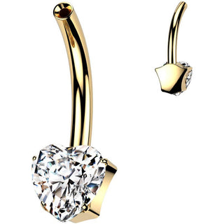 Titanio Ombelico pin cuore zircone Push-In