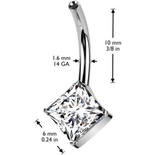 Titanio Ombelico pin quadrato zircone Push-In