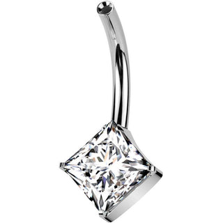 Titanio Ombelico pin quadrato zircone Push-In