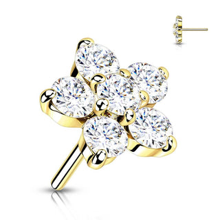 Oro 14 kt Superiore con fiore di zirconi  Push-In