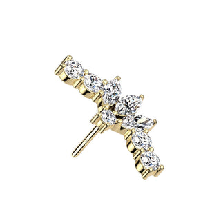 Oro 14 kt Superiore a ventaglio di zirconi Push-In