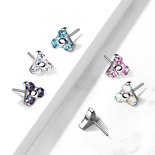 Titanio Superiore con triangolo argento e zirconi  Push-In