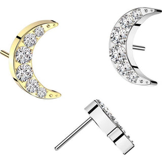 Titanio Superiore luna crescente zirconi Push-In