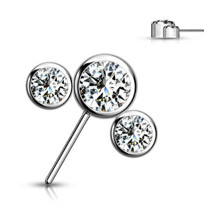 Titanio Superiore argento con 3 zirconi Push-In