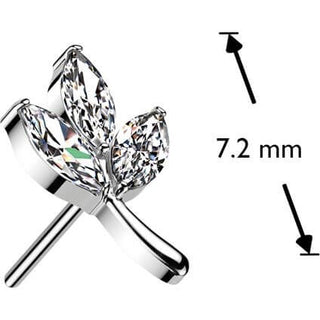 Titanio Top Foglia Taglio Marquise Zirconi Push-In
