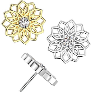 Titanio Top Fiore di Loto Zircone Push-In