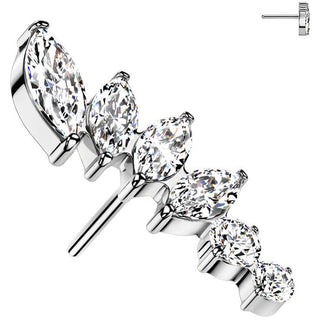 Titanio Superiore Ventaglio 6 zirconi Push-In