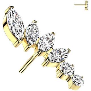 Titanio Superiore Ventaglio 6 zirconi Push-In