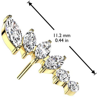 Titanio Superiore Ventaglio 6 zirconi Push-In