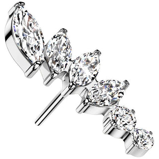 Titanio Superiore Ventaglio 6 zirconi Push-In