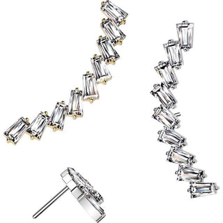 Titanio Superiore zirconi taglio baguette Push-In