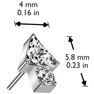 Titanio Superiore triangolo freccia zirconi Push-In