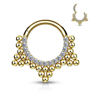 Anello Piercing Zirconi e sfere Clicker