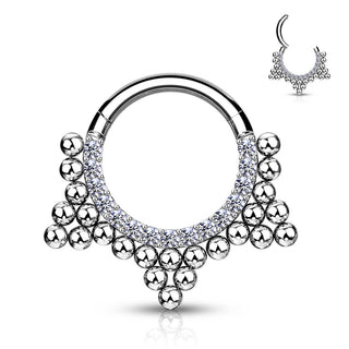 Anello Piercing Zirconi e sfere Clicker