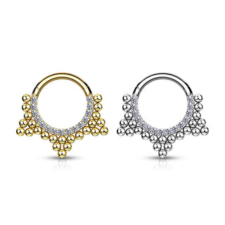 Anello Piercing Zirconi e sfere Clicker