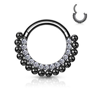 Anello Piercing Sfere e zirconi Clicker