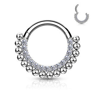 Anello Piercing Sfere e zirconi Clicker
