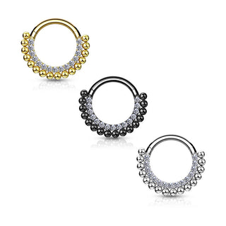 Anello Piercing Sfere e zirconi Clicker