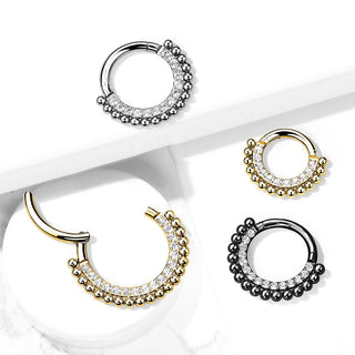 Anello Piercing Sfere e zirconi Clicker