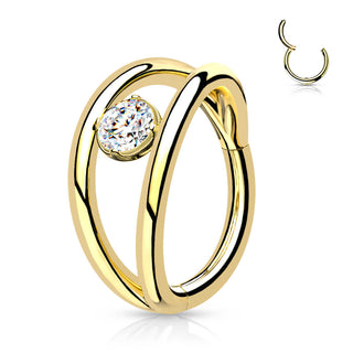 Anello Piercing Sfera d´argento con zircone Clicker