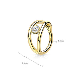 Anello Piercing Sfera d´argento con zircone Clicker