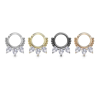 Anello Piercing Zirconi a goccia Clicker