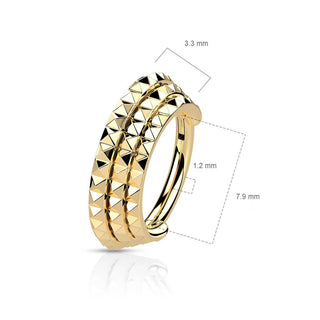 Anello Piercing Tripla fila dentellatura a piramide Clicker