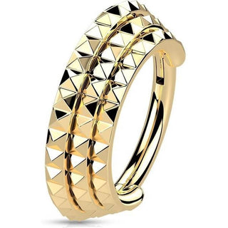 Anello Piercing Tripla fila dentellatura a piramide Clicker