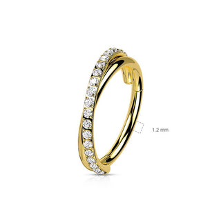 Anello Piercing Zirconi a fila incrociata Clicker