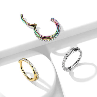 Anello Piercing Zirconi a fila incrociata Clicker
